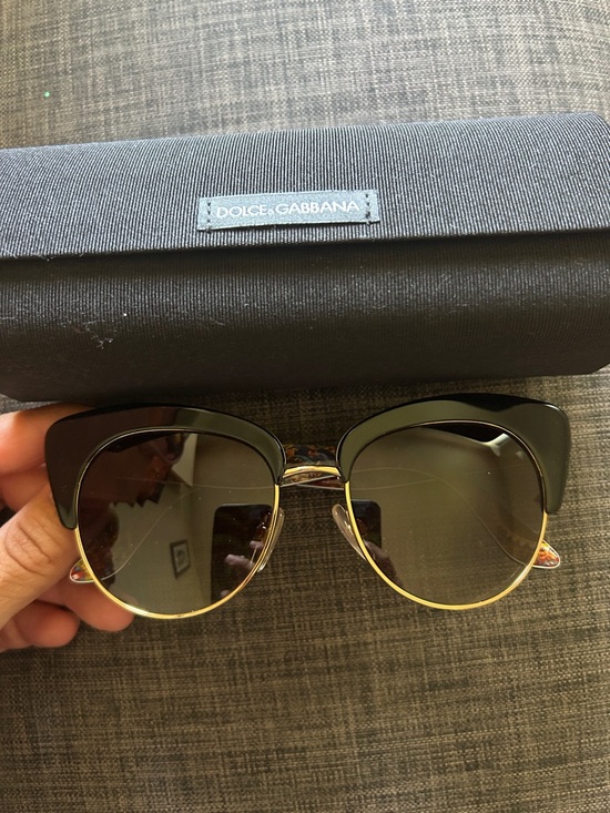 Dolce & Gabbana Accessories - Dolce & Gabbana Black and Gold Cat-Eye Women's Sunglasses with Gradient Lenses